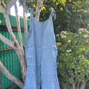 Meo Meli made in Italy 100 linen jumpsuit overalls romper Japan style blue boho